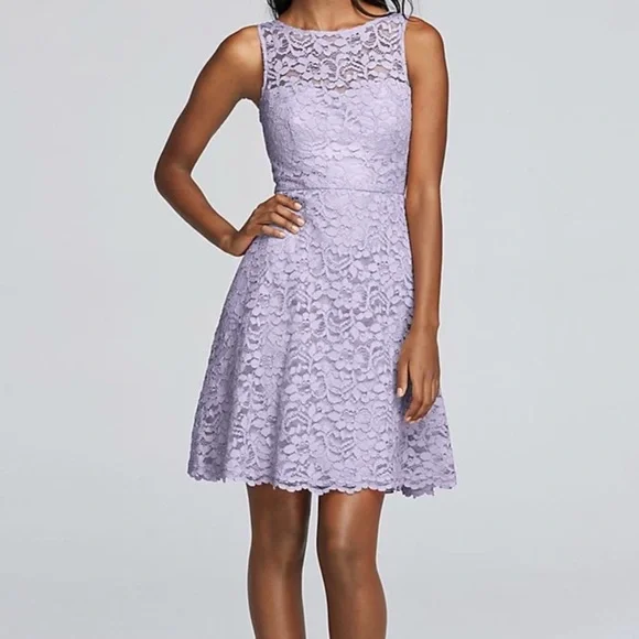 David's Bridal | Dresses | Davids Bridal Lavender Short Lace Dress |  Poshmark